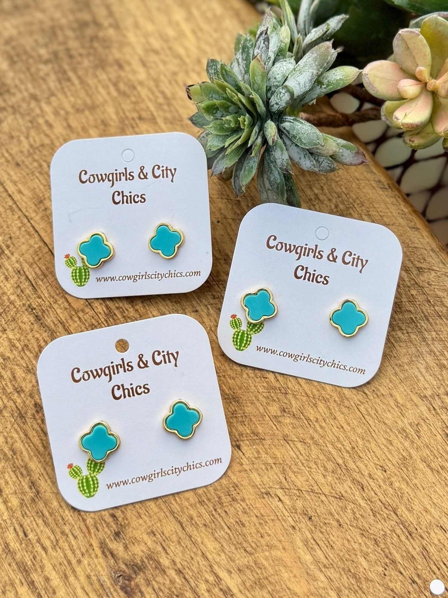 Turquoise & Gold Stud Earring - Cowgirls & City Chics