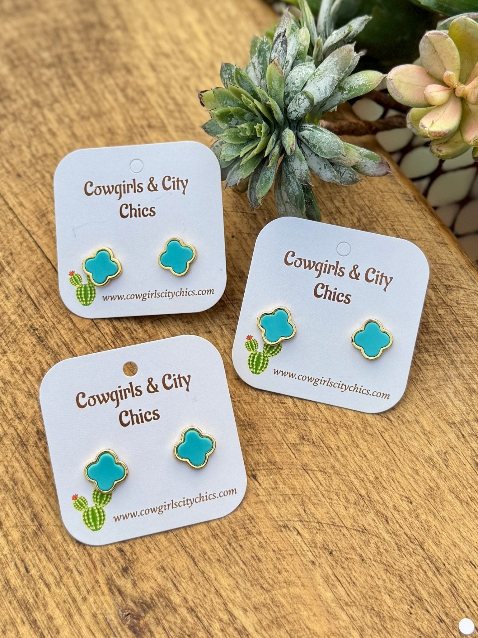 Turquoise & Gold Stud Earring - Cowgirls & City Chics