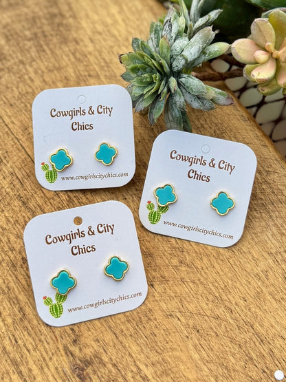 Turquoise & Gold Stud Earring - Cowgirls & City Chics