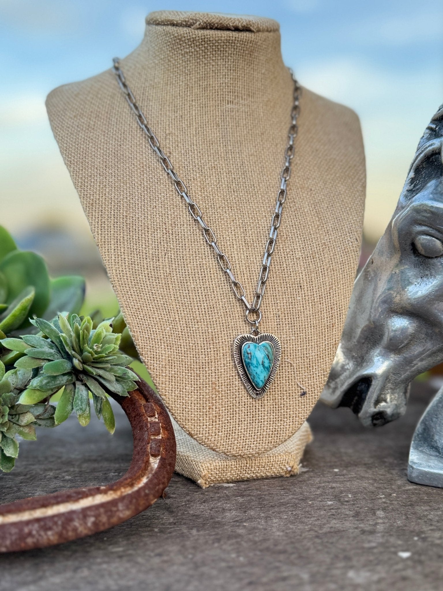 Turquoise Heart Necklace - Cowgirls & City Chics