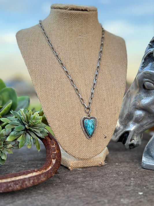 Turquoise Heart Necklace - Cowgirls & City Chics