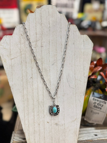 Turquoise Horseshoe Necklace - Cowgirls & City Chics