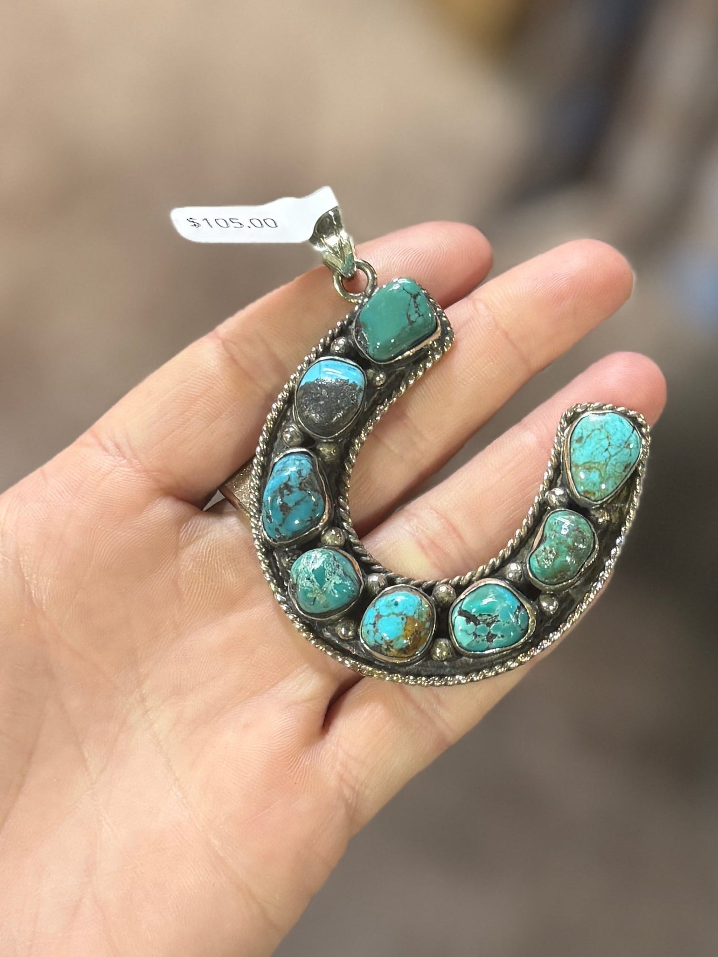 Turquoise Horseshoe Pendent - Cowgirls & City Chics