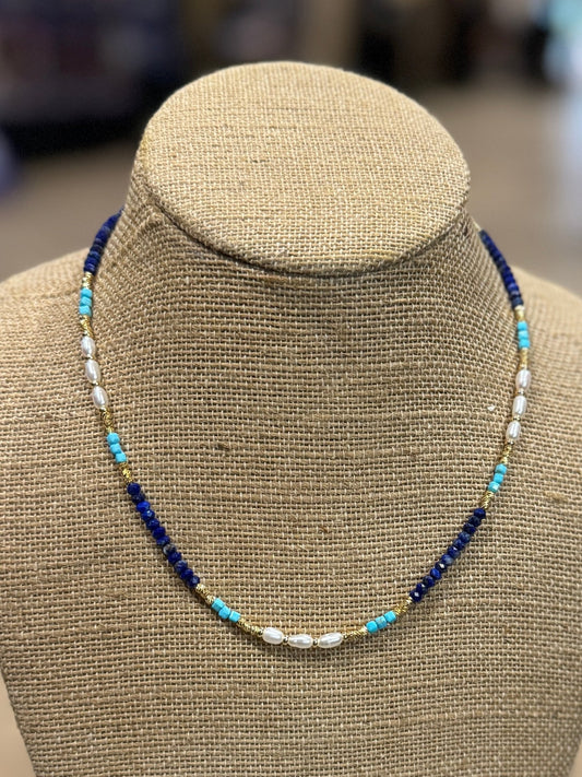 Turquoise & Lapis Crystal Necklace - Cowgirls & City Chics