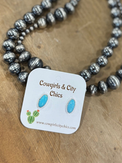 Turquoise Oval Stud Earrings - Cowgirls & City Chics