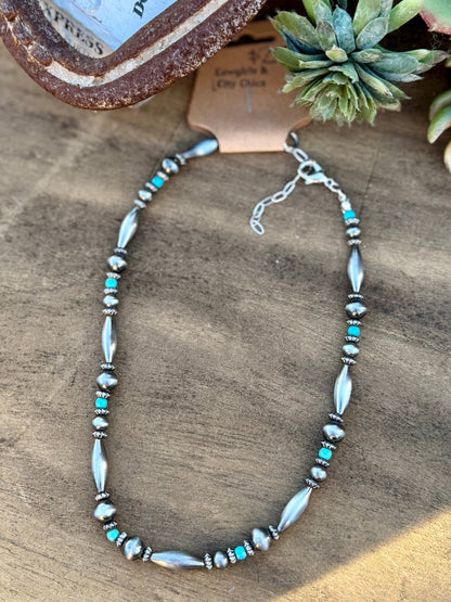 Turquoise & Pearl {Destin} Necklace - Cowgirls & City Chics