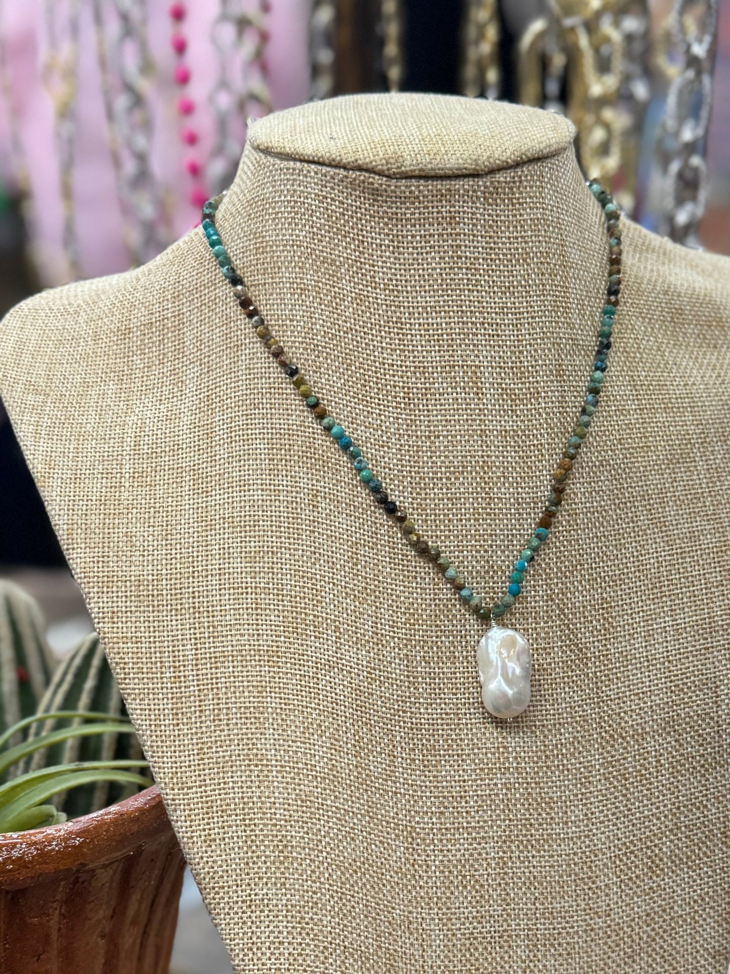 Turquoise & Pearl Necklace - Cowgirls & City Chics