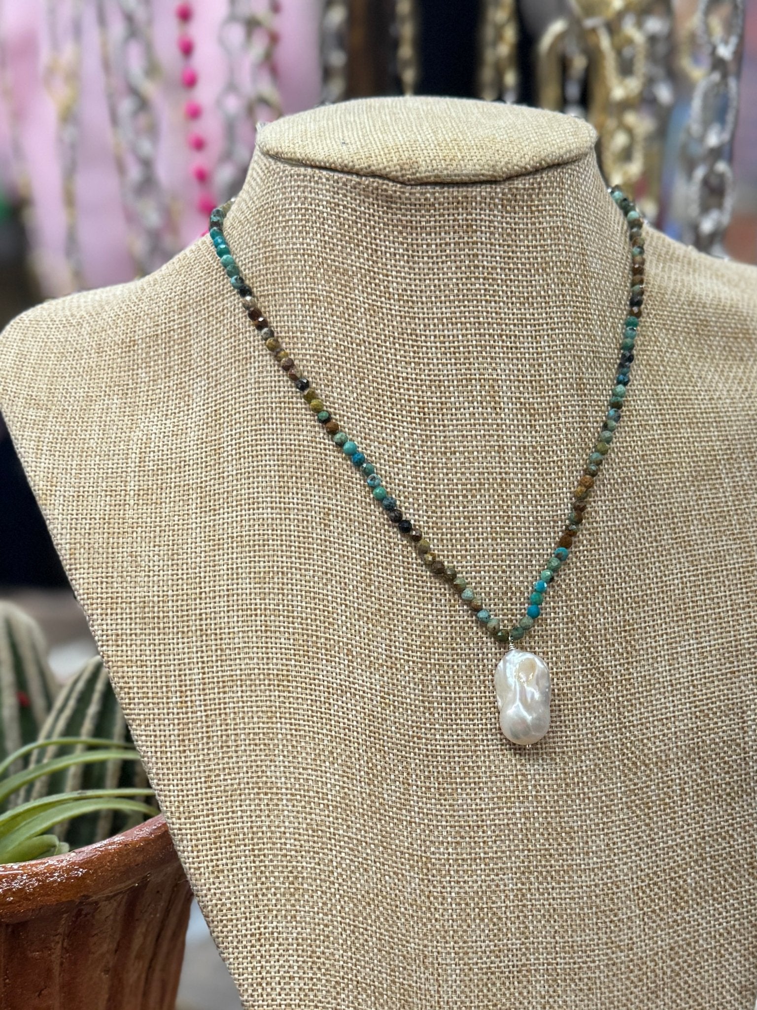 Turquoise & Pearl Necklace - Cowgirls & City Chics