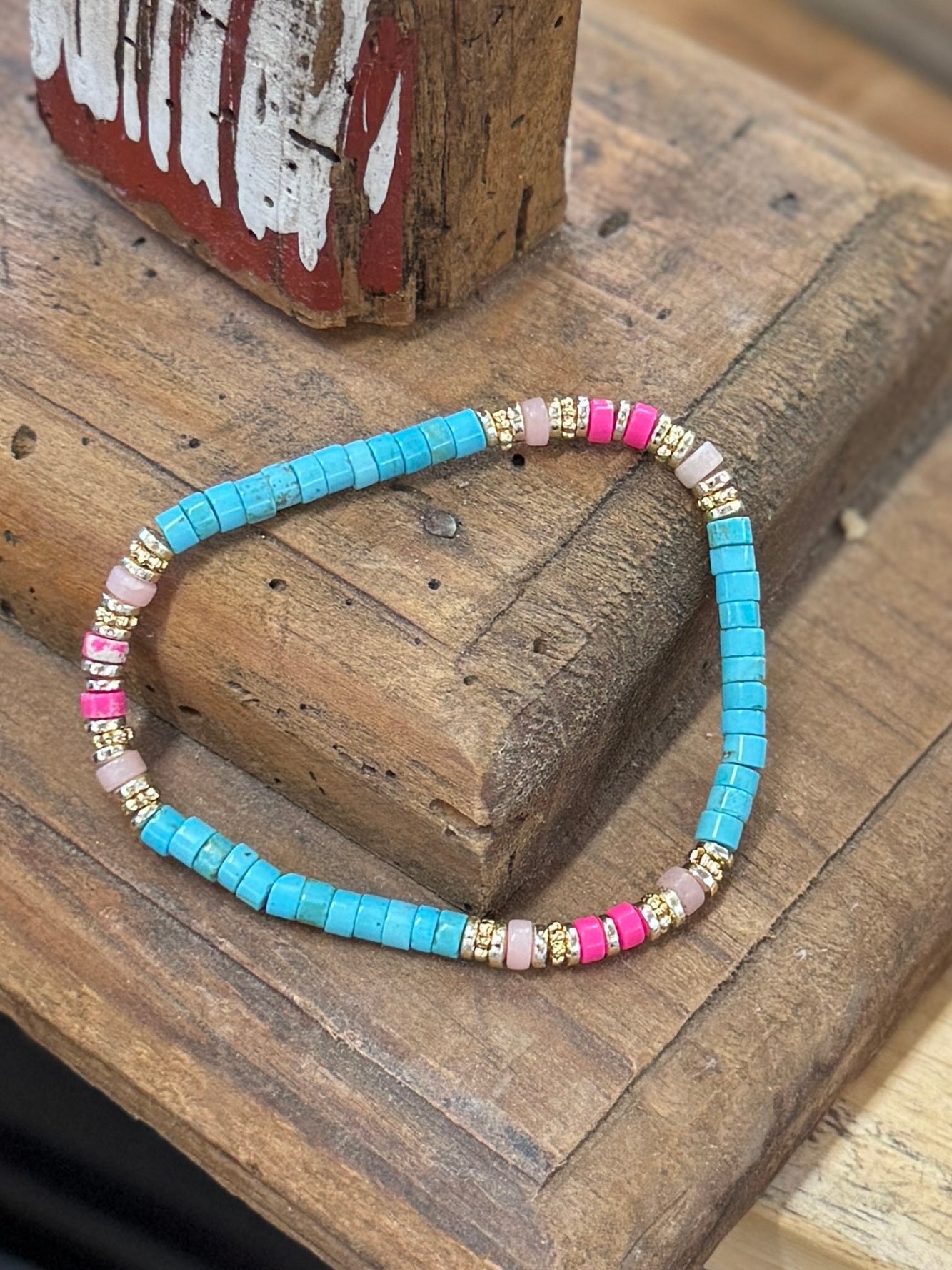 Turquoise & Pink Stretch Bracelets - Cowgirls & City Chics