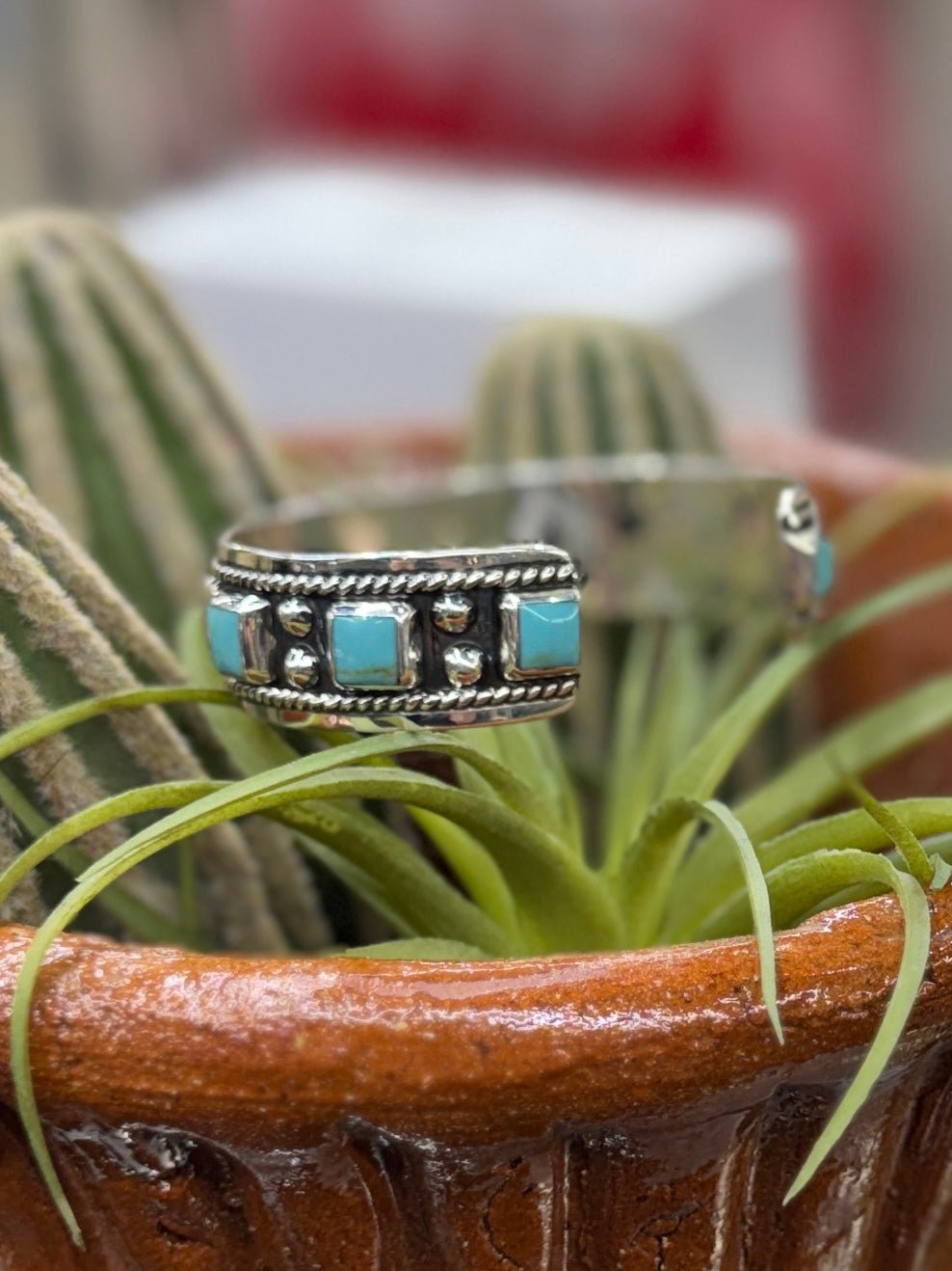 Turquoise Silver Square Cuff - Cowgirls & City Chics