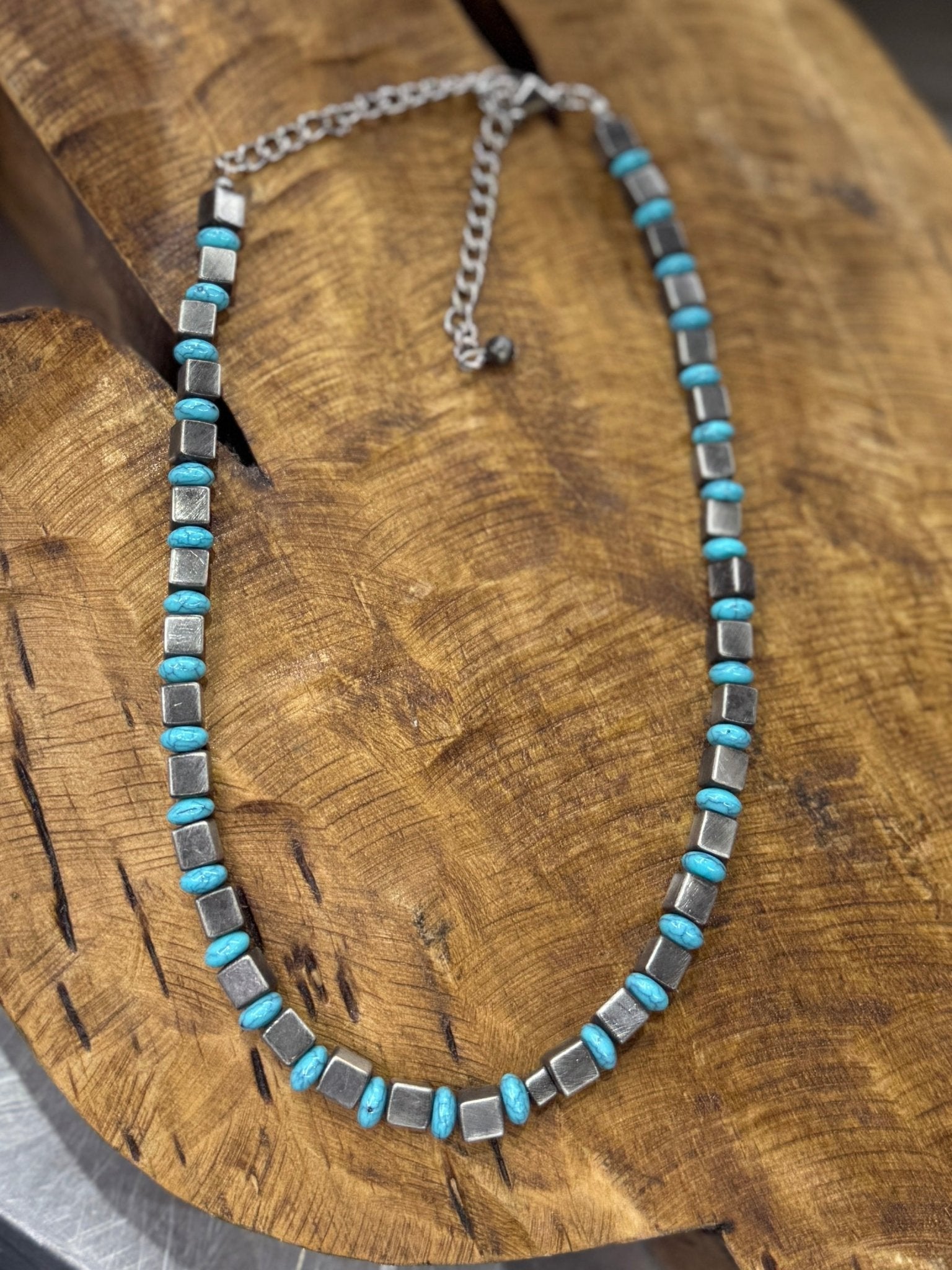 Turquoise & Square Pearl Necklace - Cowgirls & City Chics