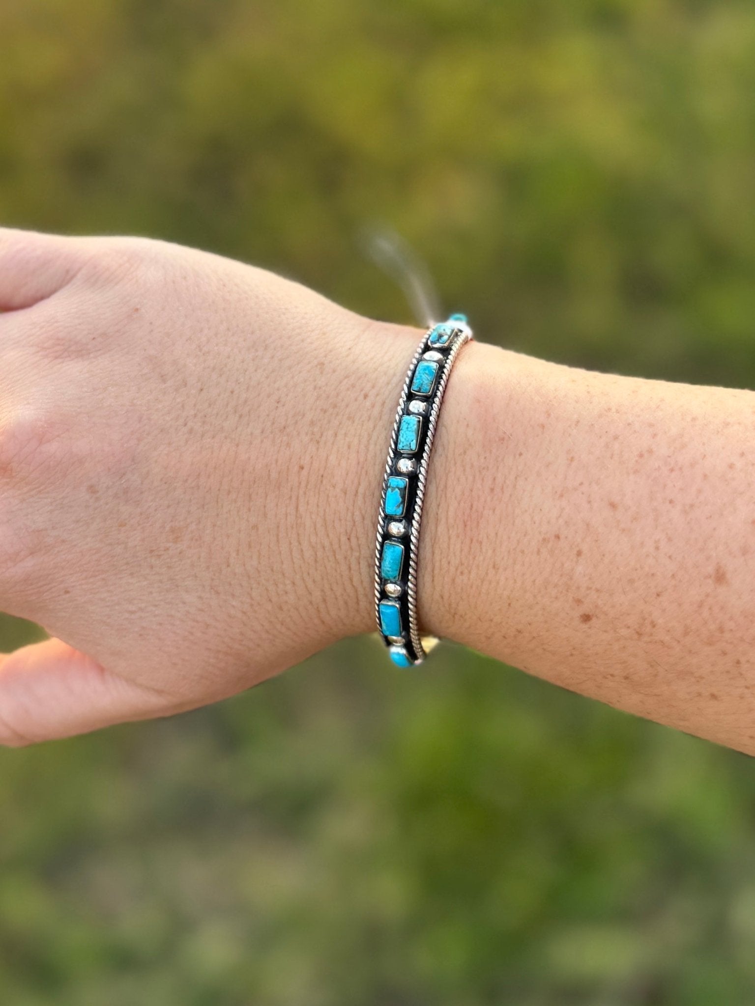 Turquoise Square Silver Cuff - Cowgirls & City Chics