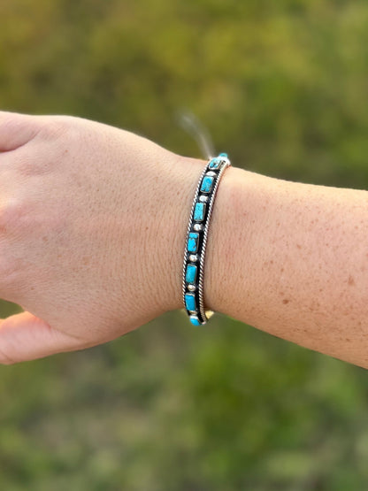 Turquoise Square Silver Cuff - Cowgirls & City Chics