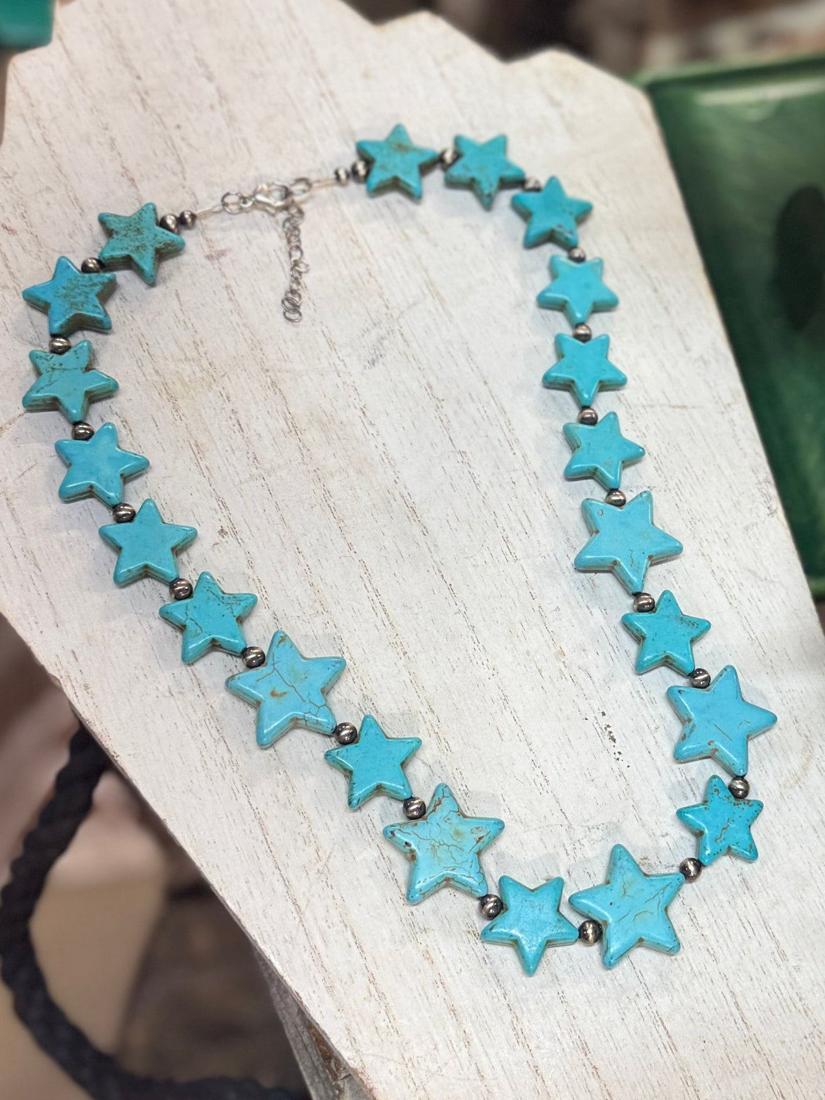 Turquoise Stars & Silver Beaded Necklace - Cowgirls & City Chics