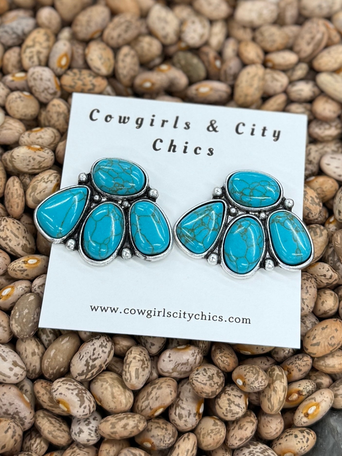 Turquoise Stone Cluster Drop - Cowgirls & City Chics