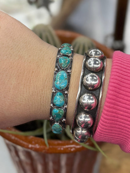 Turquoise Stone Silver Cuff - Cowgirls & City Chics