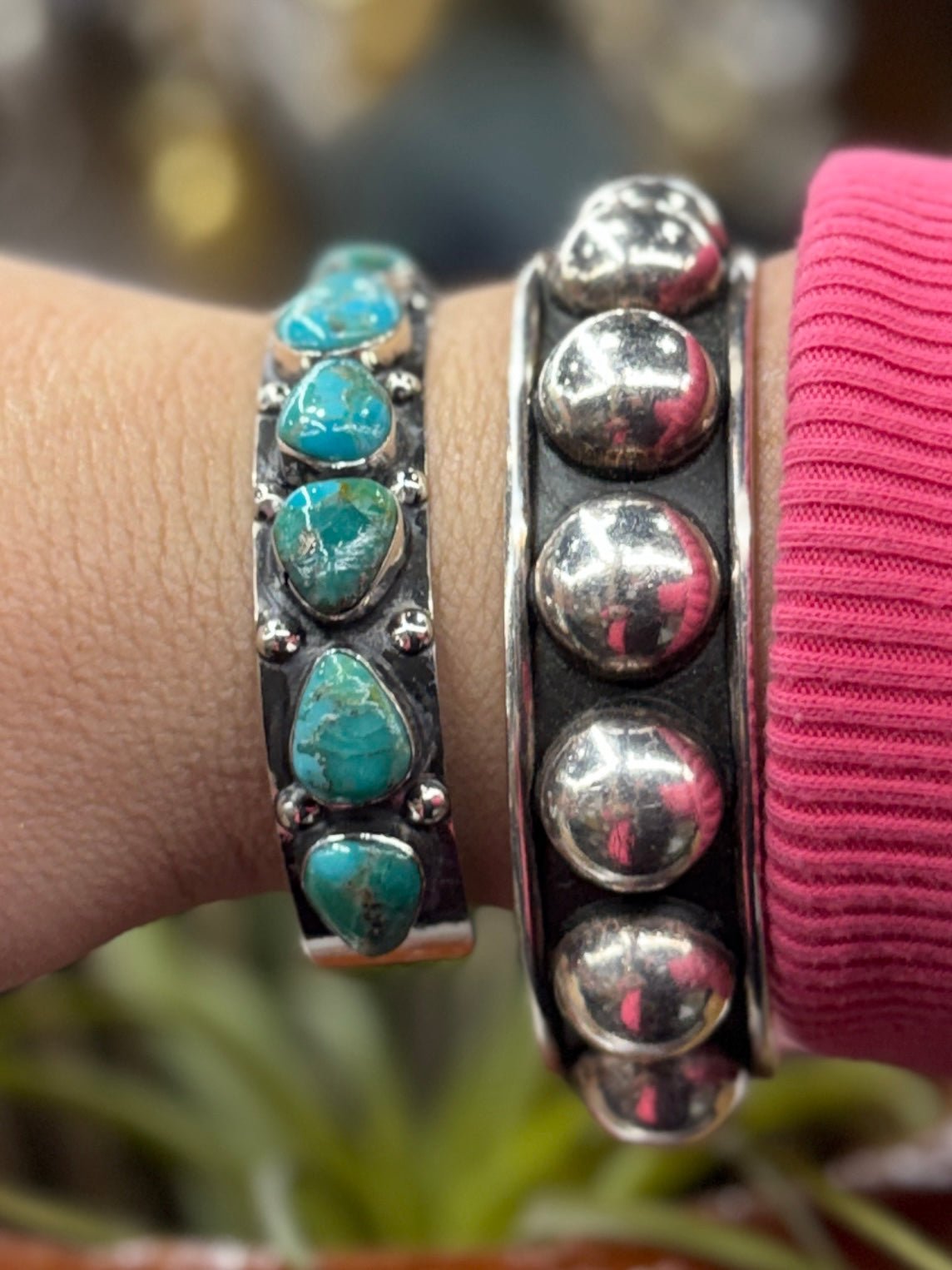 Turquoise Stone Silver Cuff - Cowgirls & City Chics