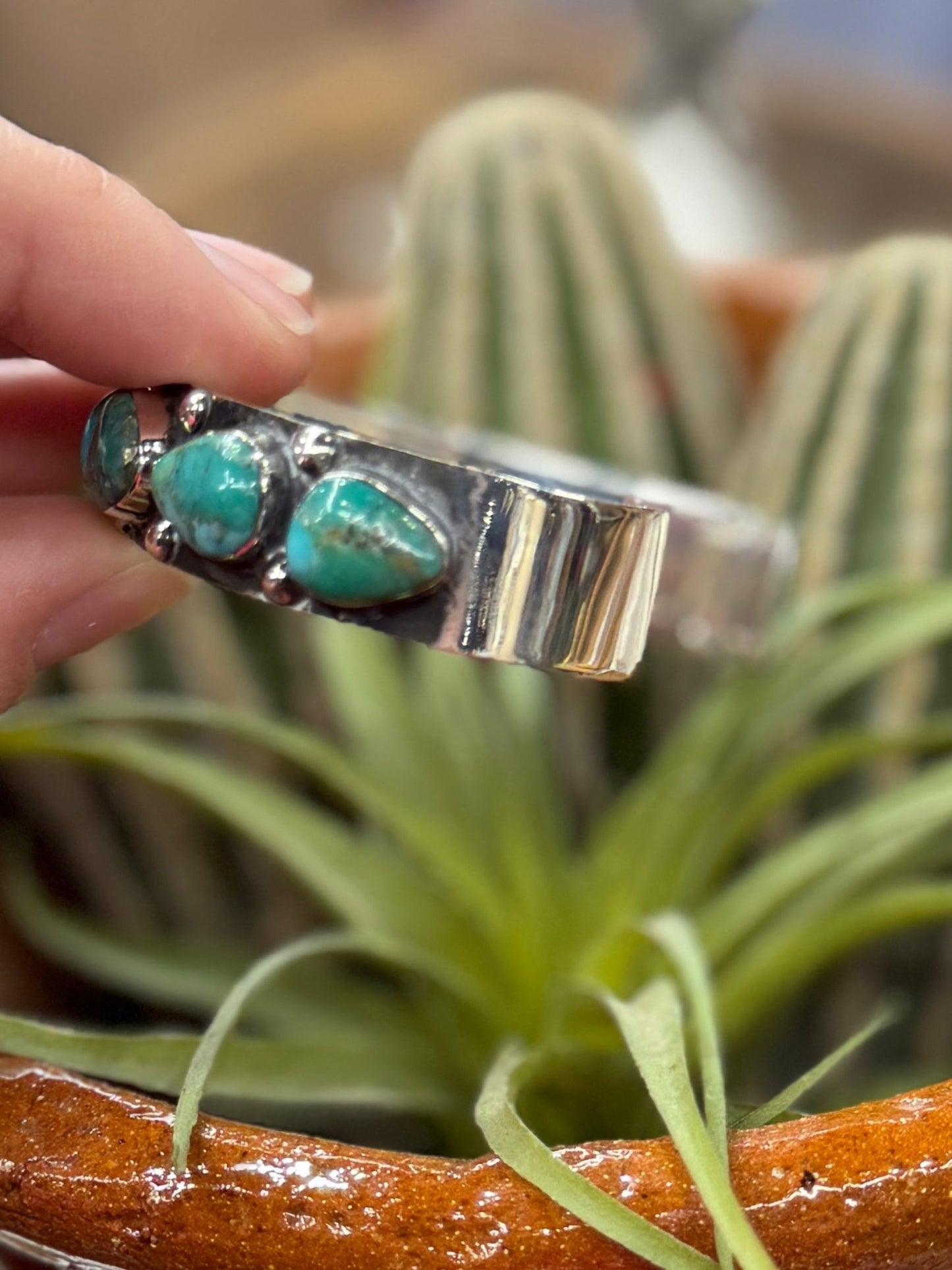 Turquoise Stone Silver Cuff - Cowgirls & City Chics