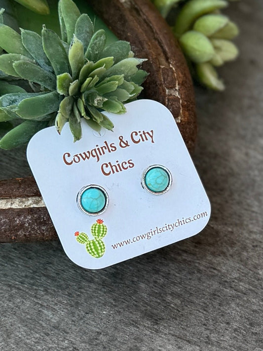 Turquoise Stud Earrings - Cowgirls & City Chics