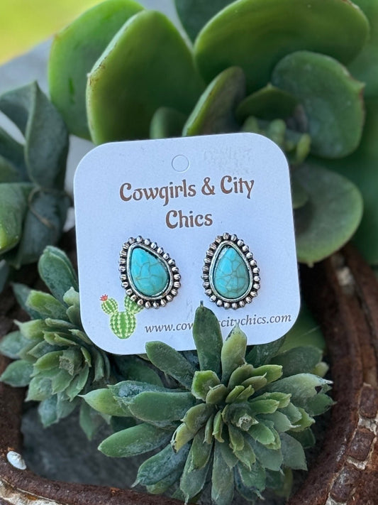 Turquoise Teardrop Earrings - Cowgirls & City Chics