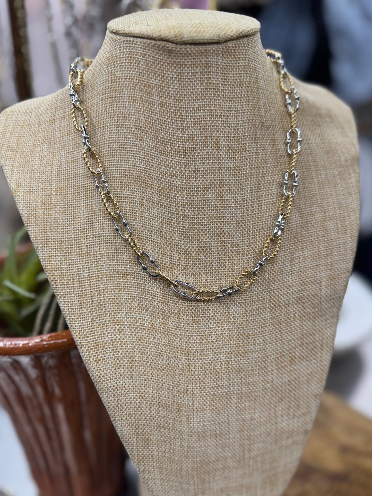 Twisted Rope Two - Tone Necklace - Cowgirls & City Chics