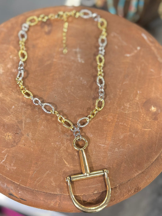 Two-Tone Gold Bit Necklace - Cowgirls & City Chics