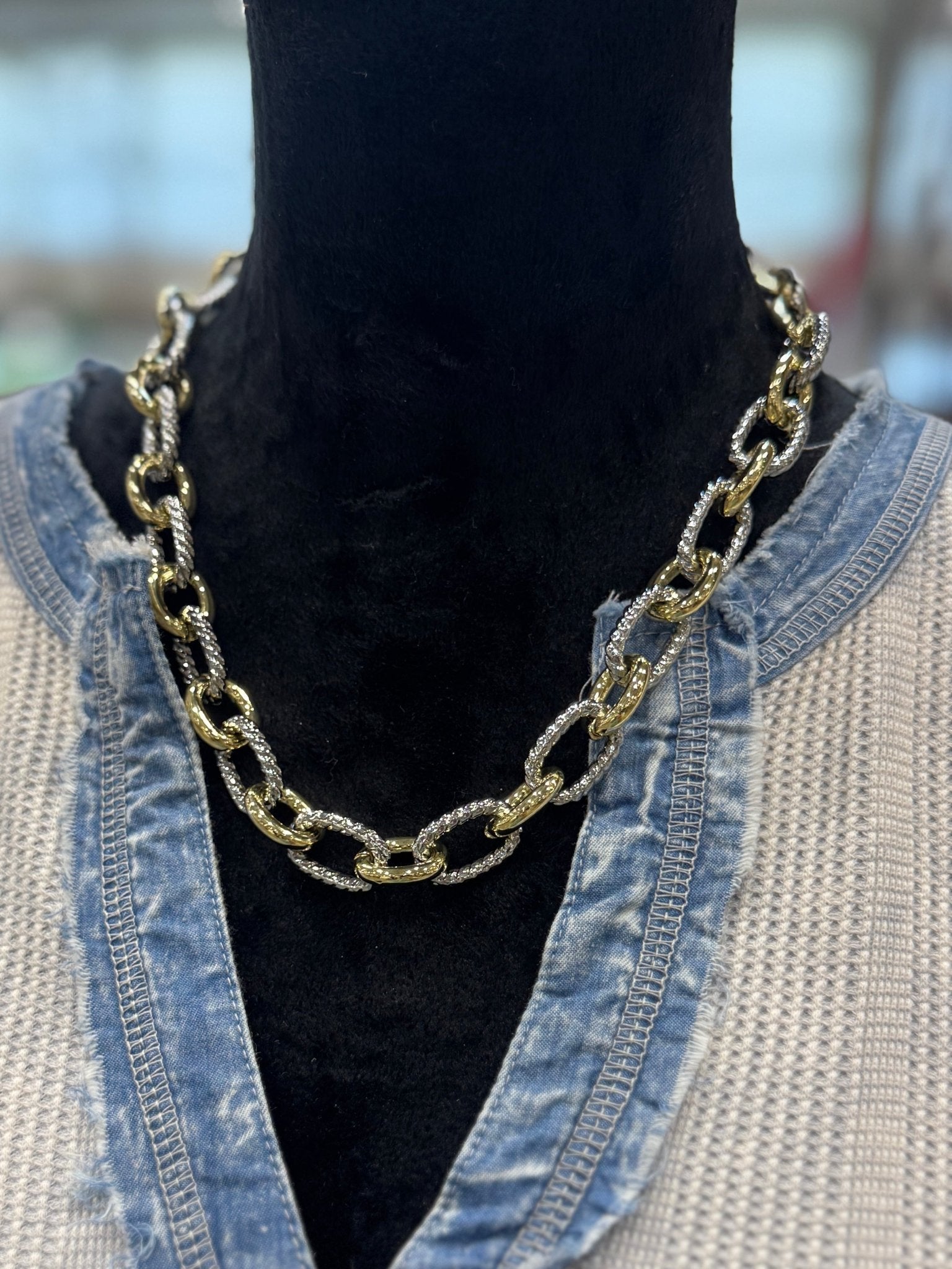 Two - Tone Rope Chain Necklace - Cowgirls & City Chics