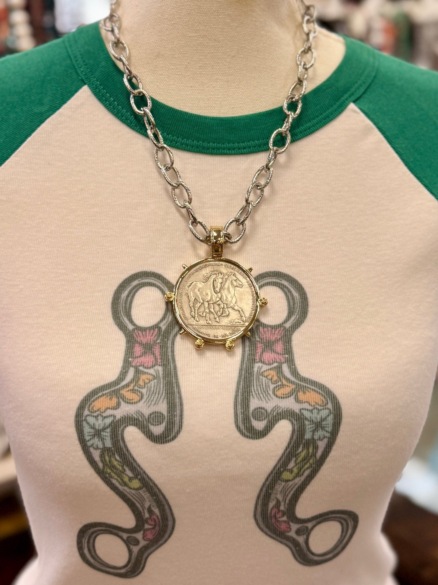 {Two-Tone} Running Horse Coin Necklace - Cowgirls & City Chics