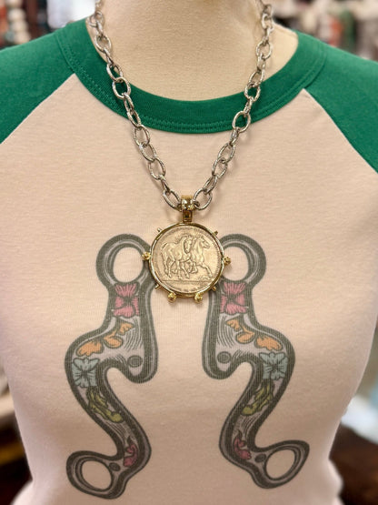{Two-Tone} Running Horse Coin Necklace - Cowgirls & City Chics