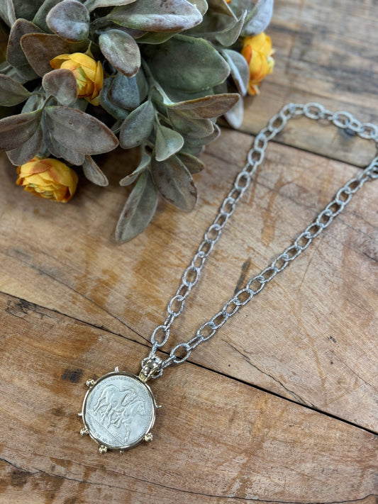 {Two-Tone} Running Horse Coin Necklace - Cowgirls & City Chics