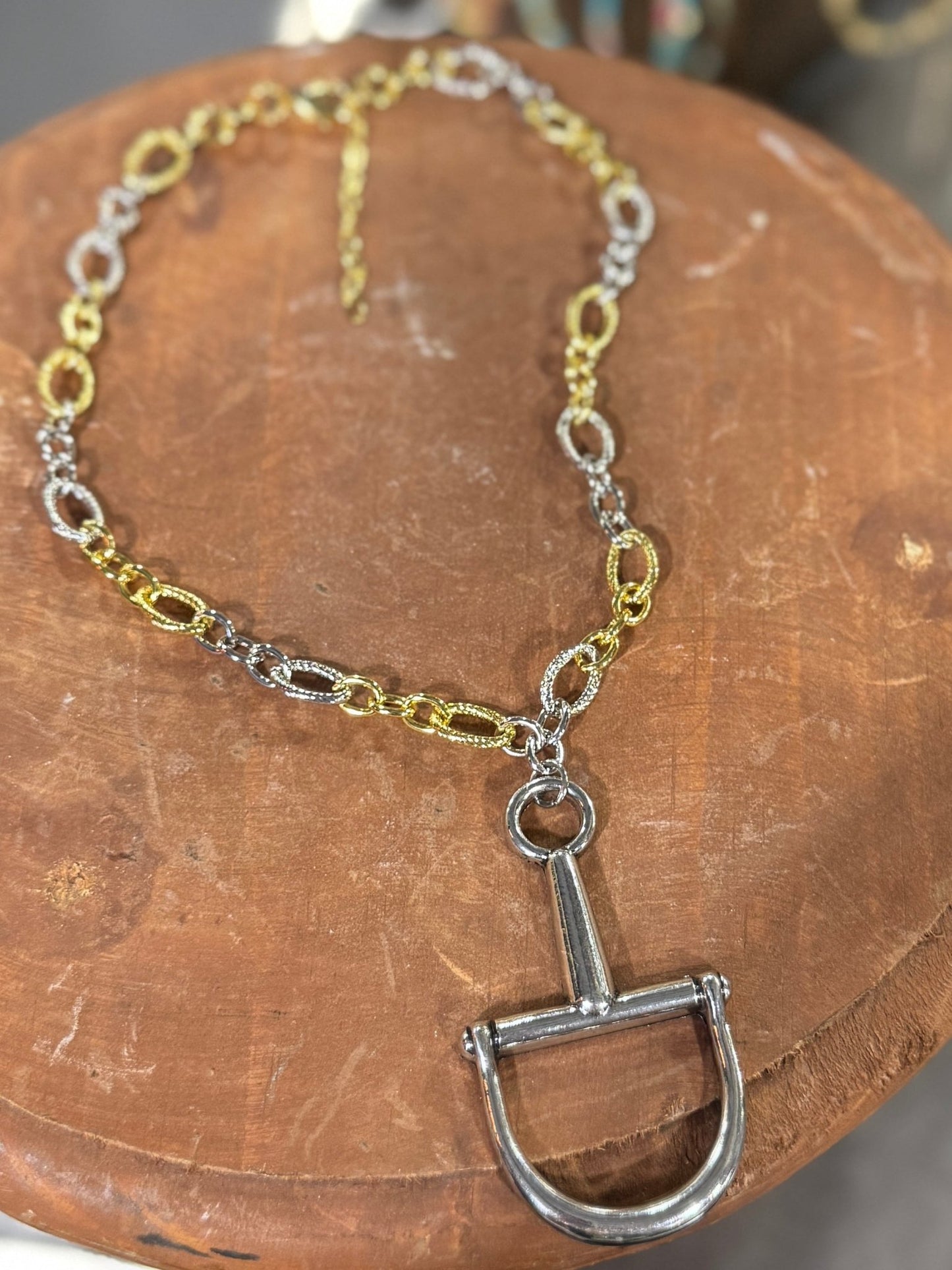 Two-Tone Silver Bit Necklace - Cowgirls & City Chics