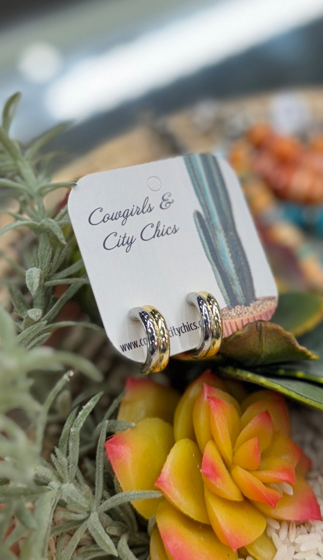 Two - Tone Small Hoop Earrings - Cowgirls & City Chics