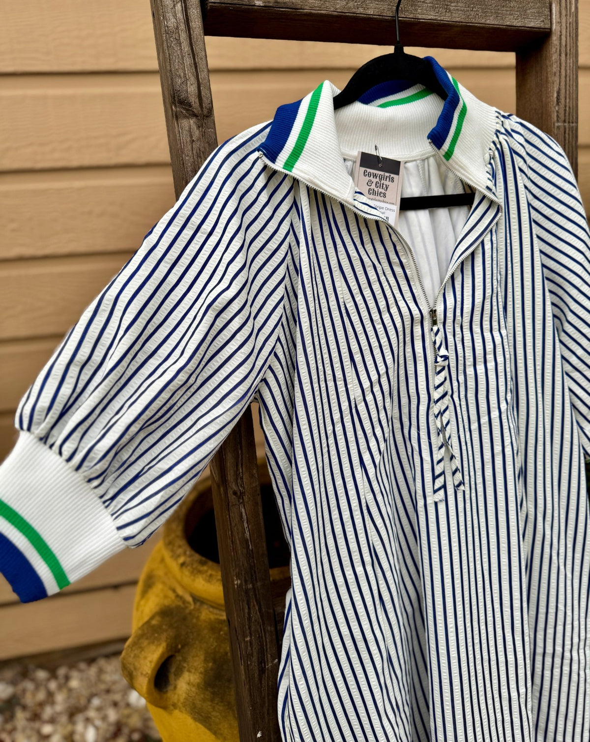 Two-Tone Stripe Dress - Cowgirls & City Chics