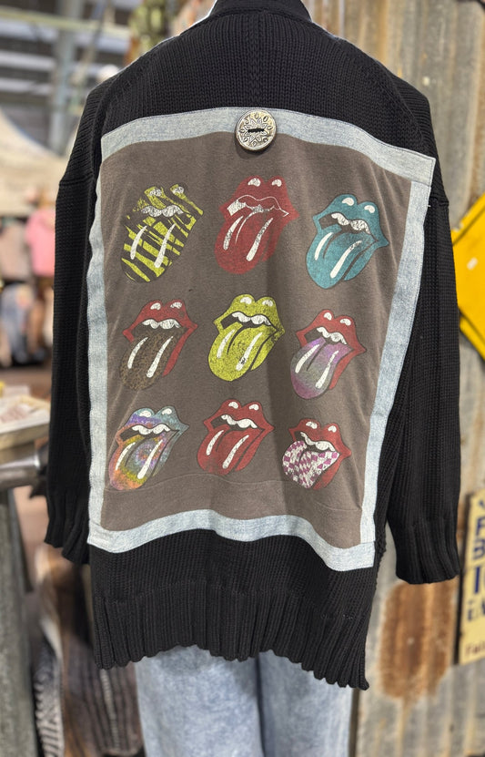 Up - Cycled Rolling Stones Cardigan - Cowgirls & City Chics