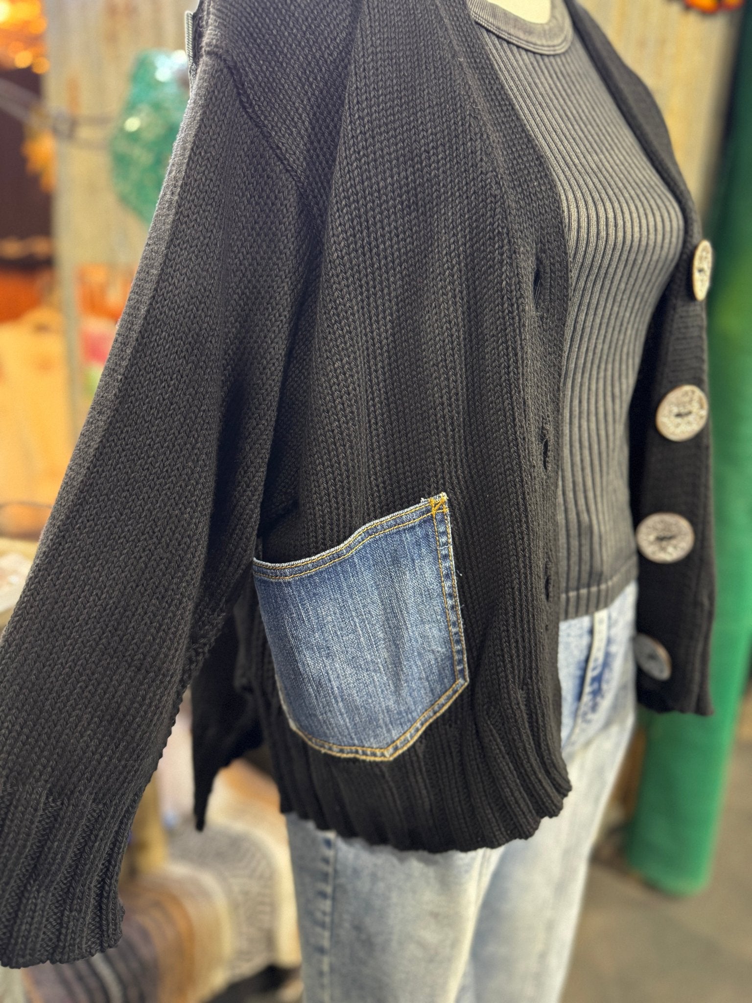 Up - Cycled Rolling Stones Cardigan - Cowgirls & City Chics