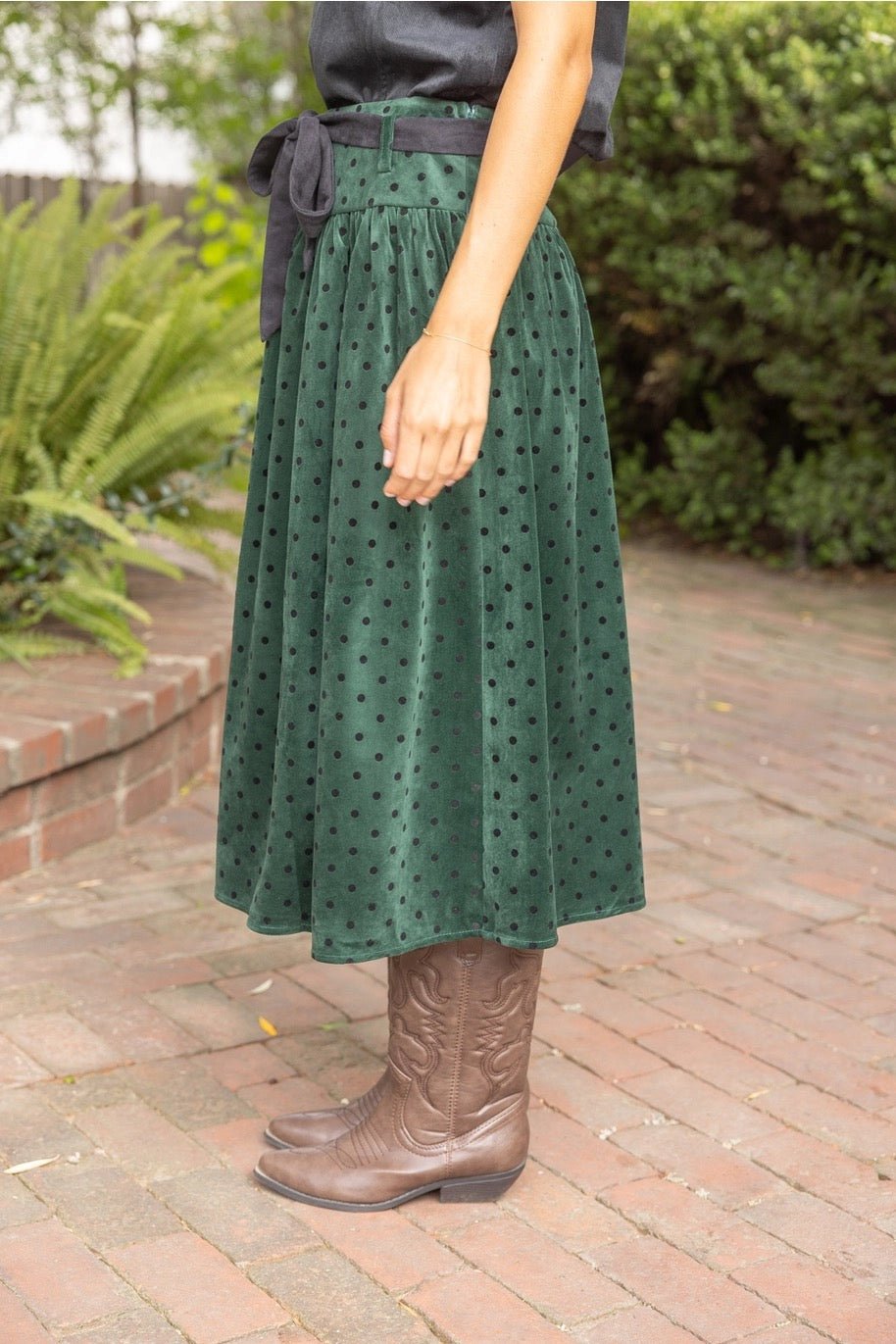 Velvet Polkadot Skirt - Cowgirls & City Chics