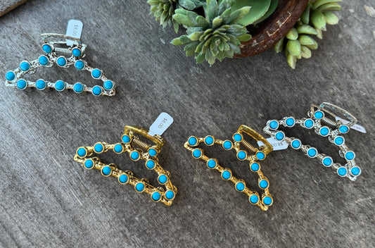 Vintage Turquoise Metal Claw Clip - Cowgirls & City Chics