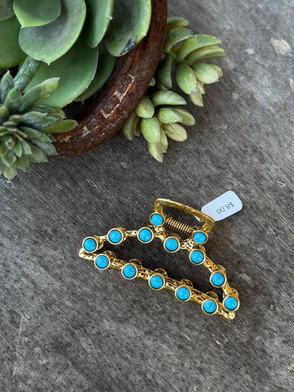 Vintage Turquoise Metal Claw Clip - Cowgirls & City Chics