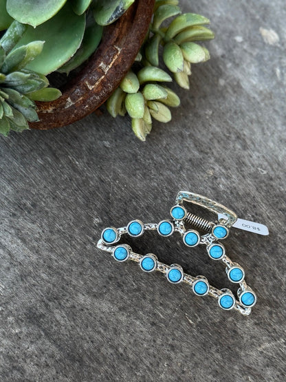 Vintage Turquoise Metal Claw Clip - Cowgirls & City Chics