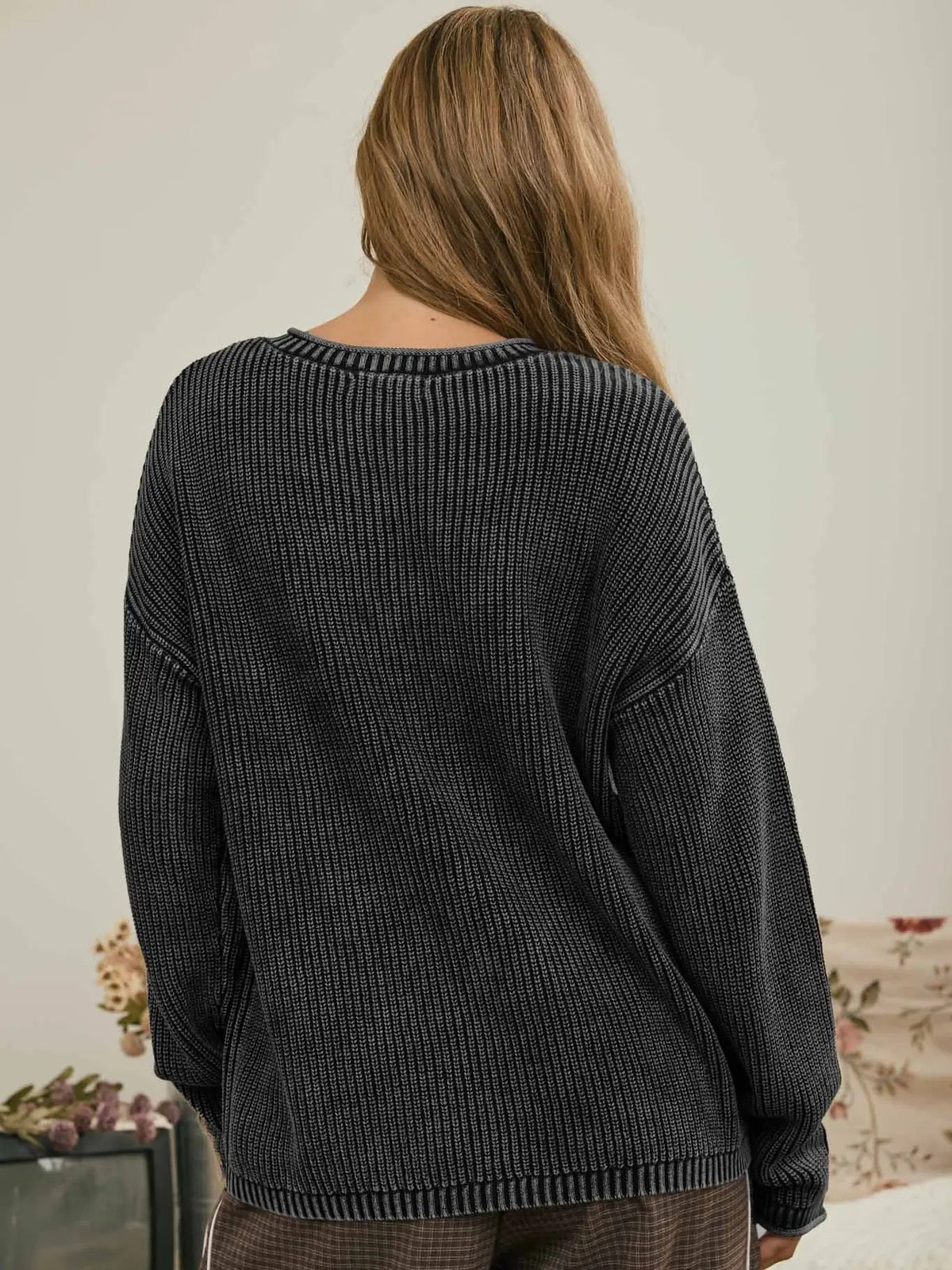 Washed {Ali} Ribbed Henley Knit Sweater - Cowgirls & City Chics
