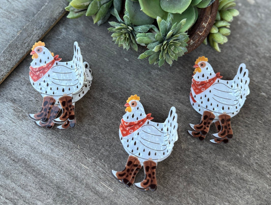 Western Cowboy Chicken Hair Claw Clip - Cowgirls & City Chics