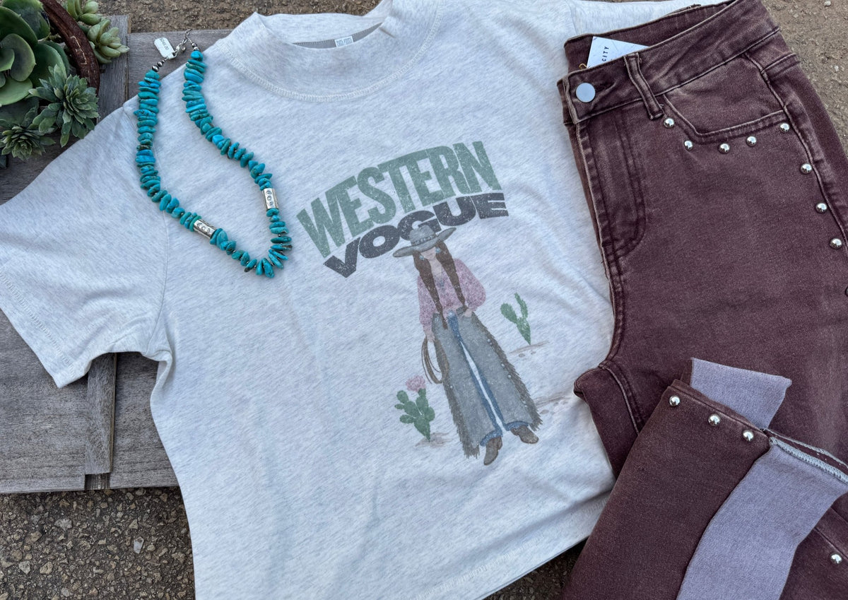 Western Vogue Boxy Mock Graphic Tee - Cowgirls & City Chics