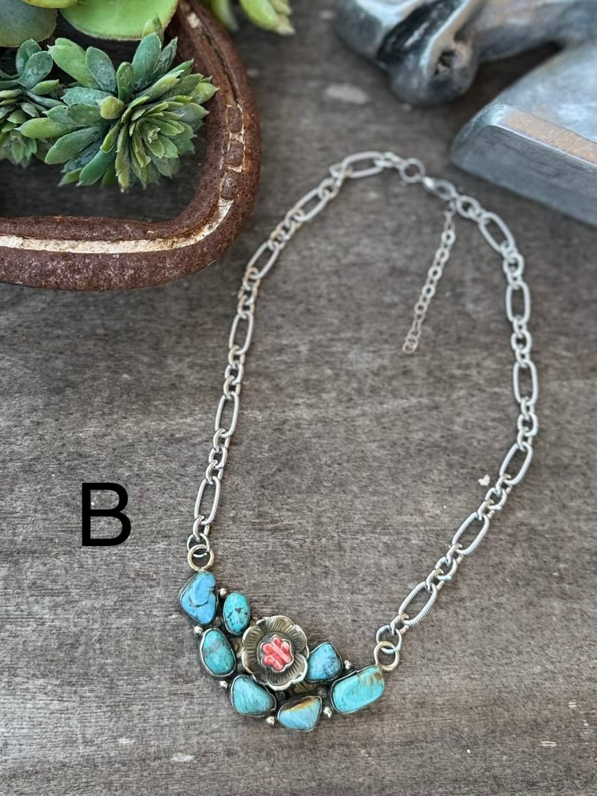 {Wild Flower} Spiny & KIngman Side Necklace - Cowgirls & City Chics