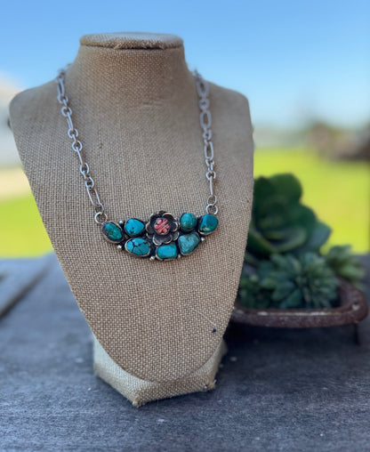 {Wild Flower} Spiny & KIngman Side Necklace - Cowgirls & City Chics