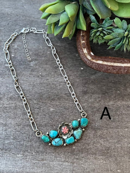 {Wild Flower} Spiny & KIngman Side Necklace - Cowgirls & City Chics