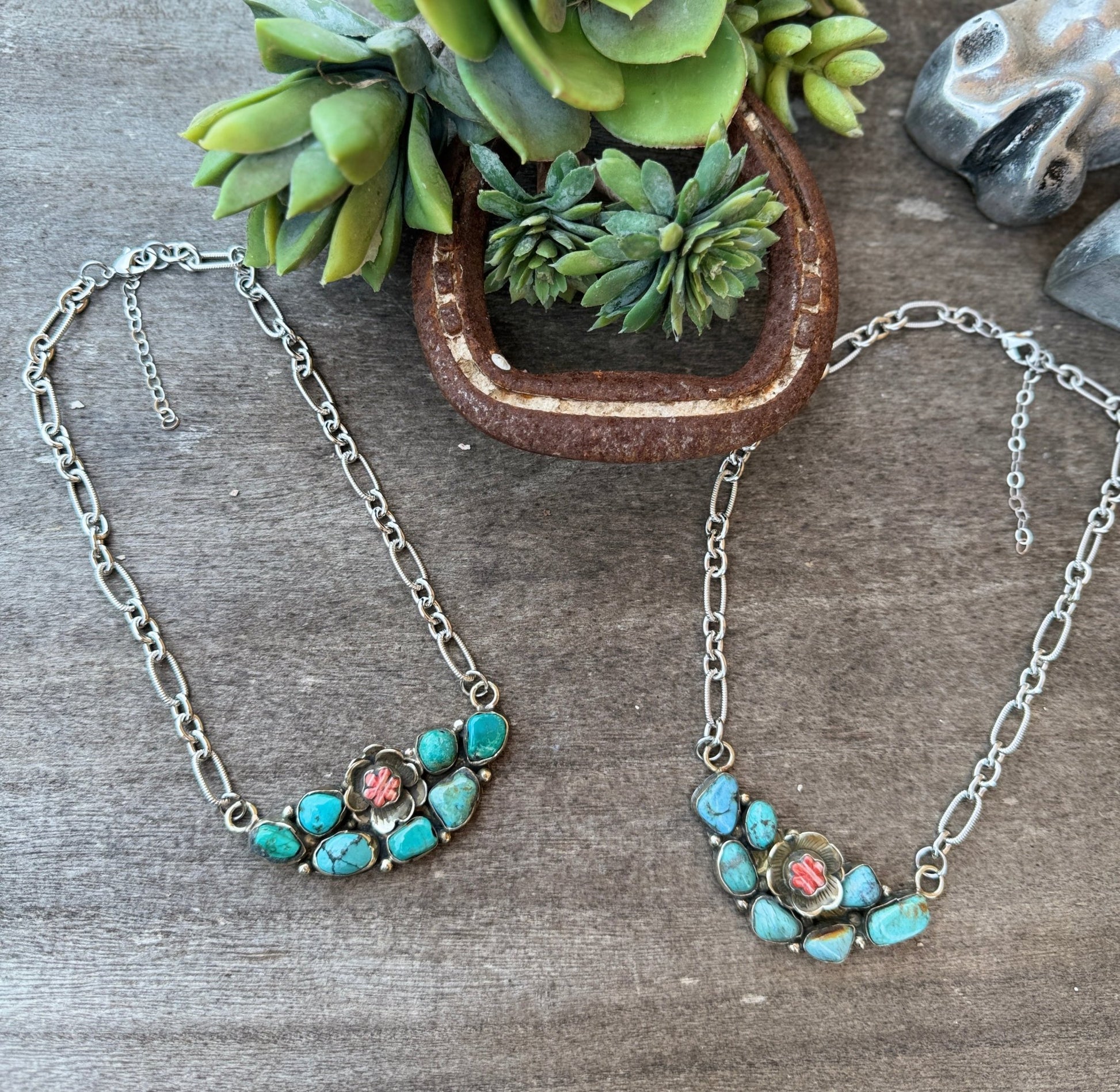 {Wild Flower} Spiny & KIngman Side Necklace - Cowgirls & City Chics