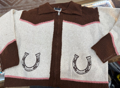 {Woah Pony} Western Zip Knit Cardigan - Cowgirls & City Chics