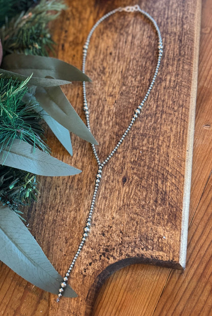 Y {Lariat} Silver Pearl Necklace - Cowgirls & City Chics