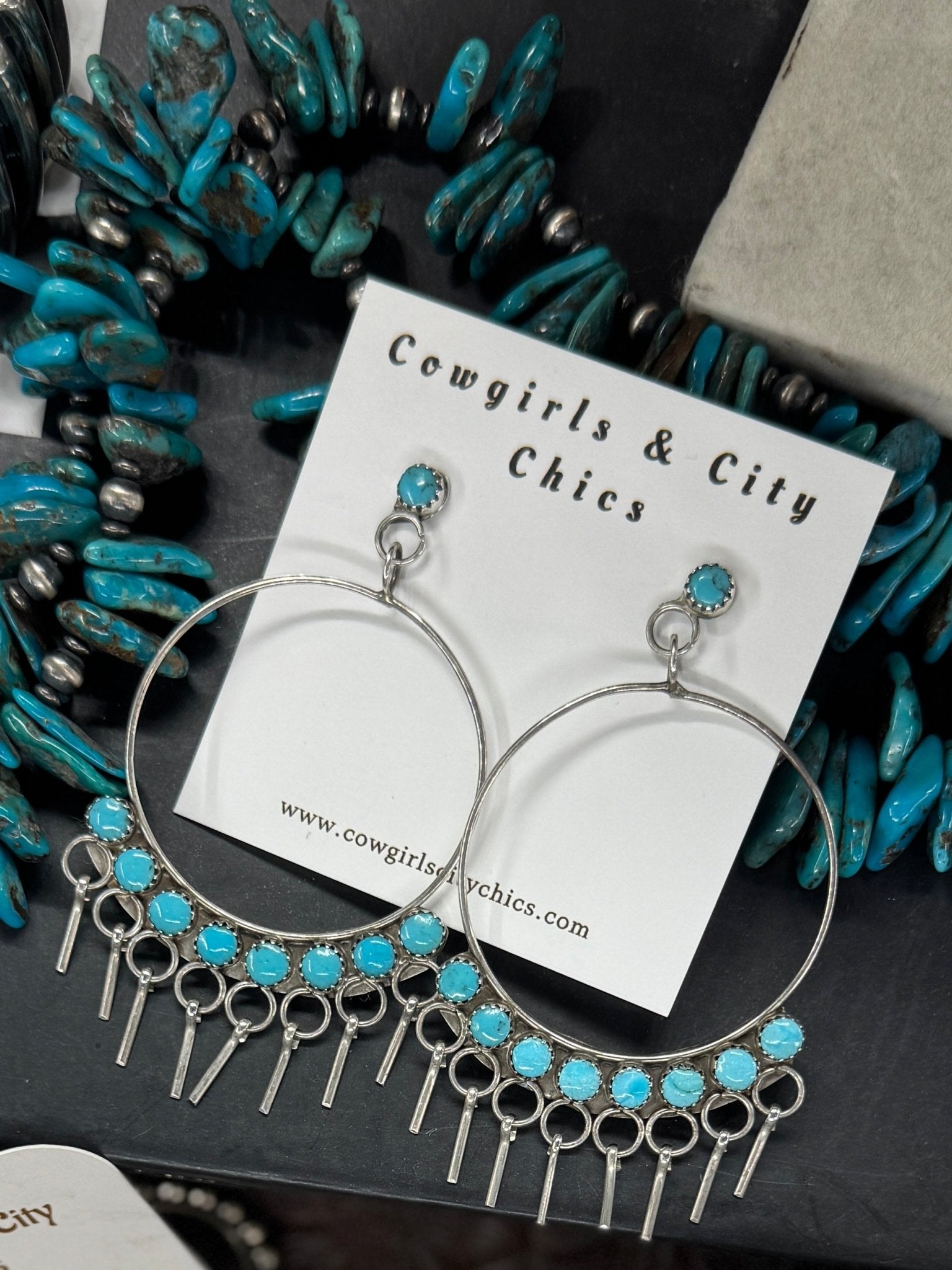 Zuni Drop Hoop Earrings - Cowgirls & City Chics