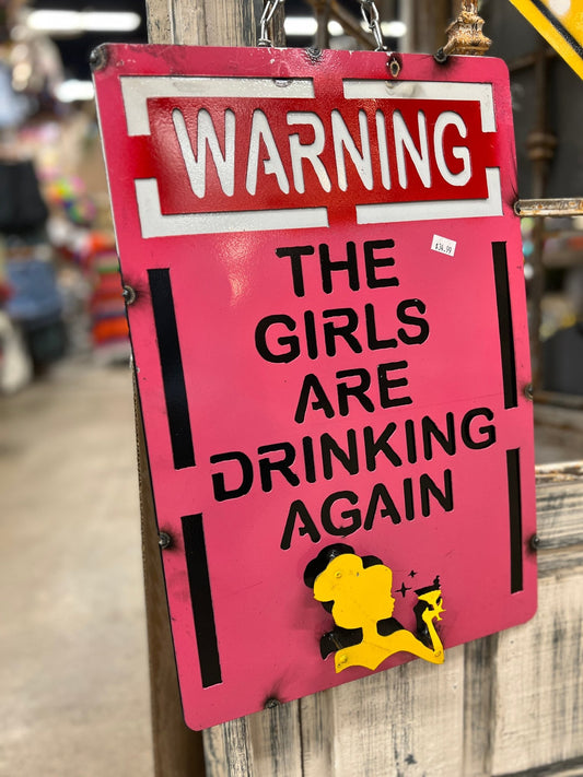 Girls Drinking Metal Sign - Cowgirls & City Chics